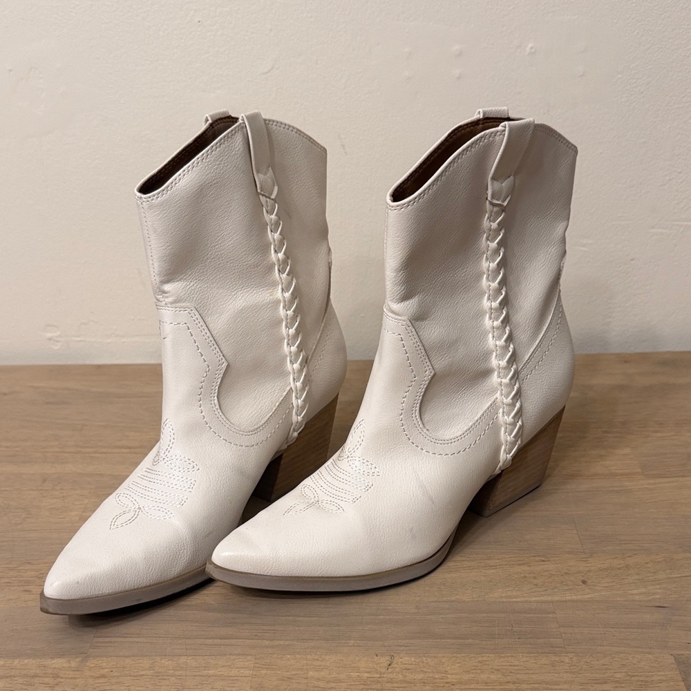 Women's White Western Ankle Boots